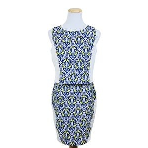 JOY & CO Blue White Regency 2 Piece Crop Top Mini Skirt SMALL Sleeveless NWT